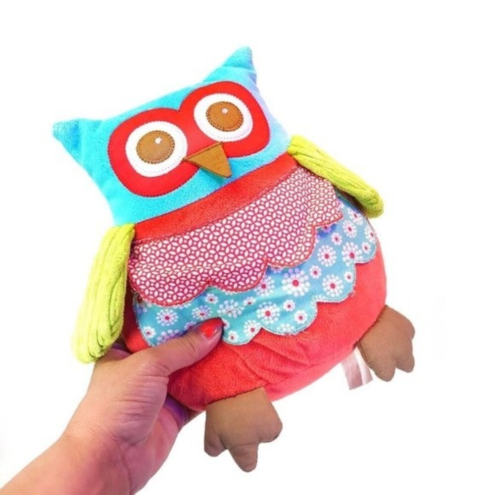 Maison Chic OWL Plush Lovey Pillow Gingham Ditzy Apron RARE HTF 12” Red Teal